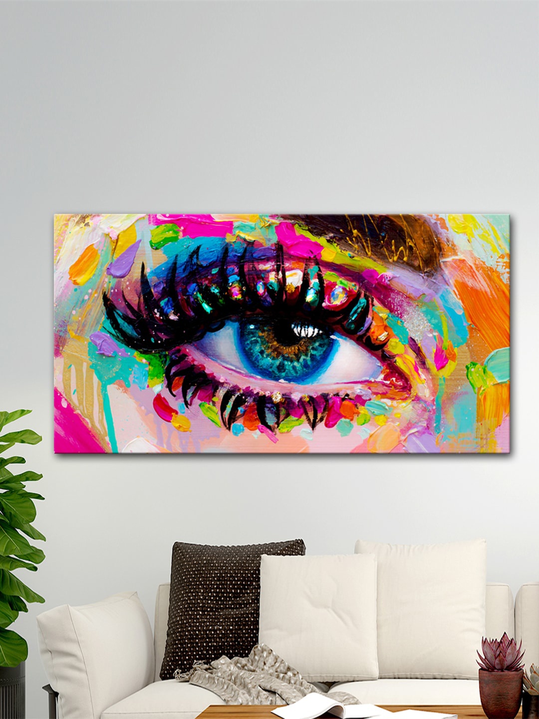 

WALLMANTRA Multicoloured Eyes Canvas Printed Painting, Multi