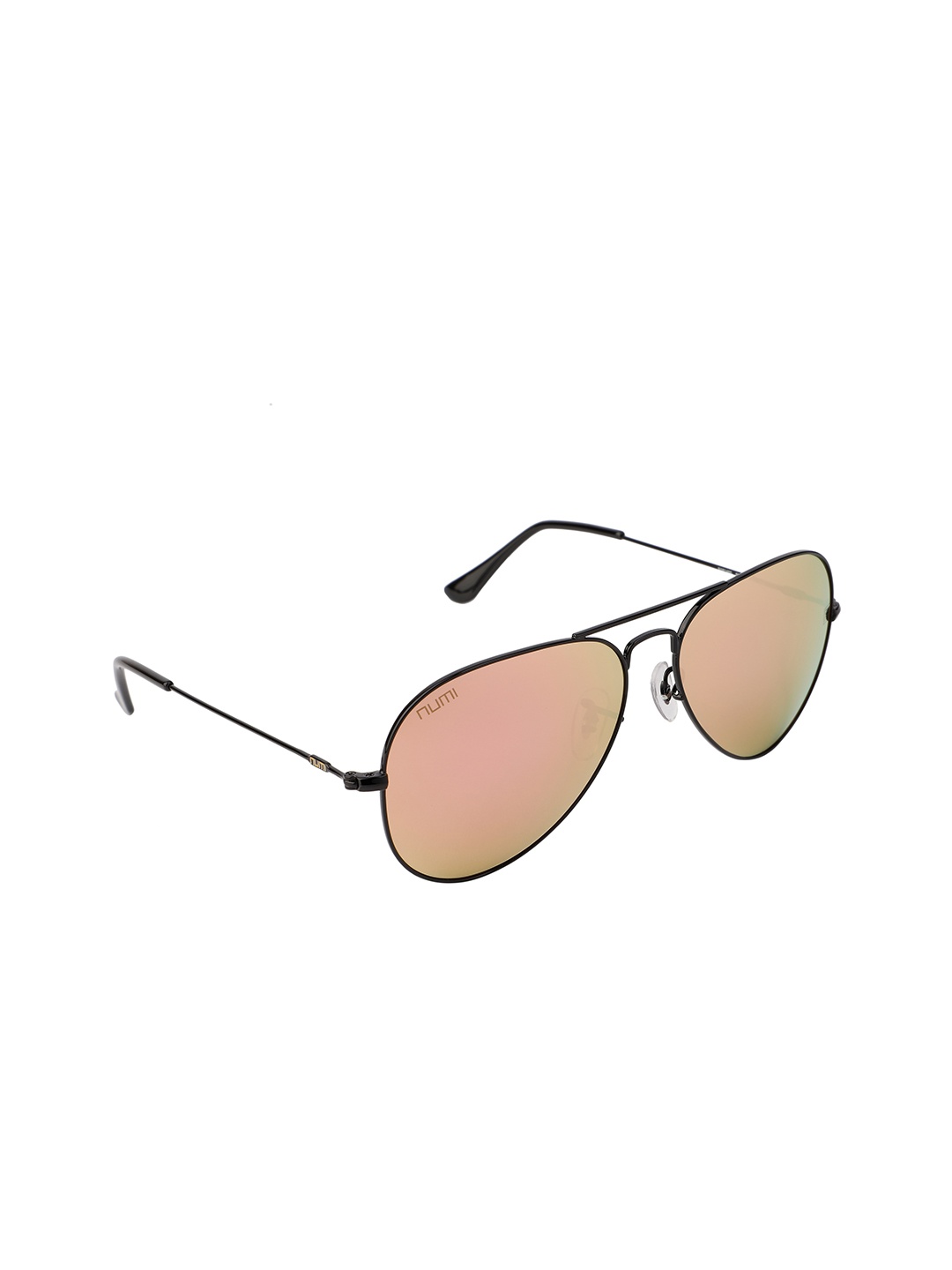 

NUMI Unisex Pink Lens & Black Full Rim Aviator Sunglasses
