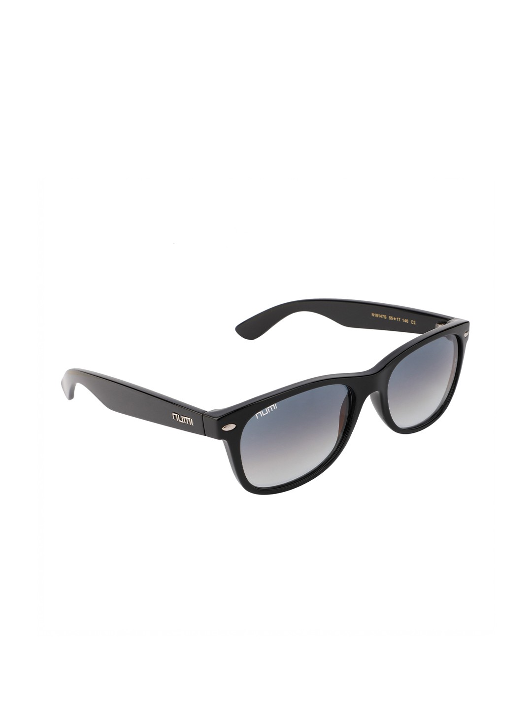 

NUMI Unisex Grey Lens & Black Full Rim Wayfarer Sunglasses LUCIEN
