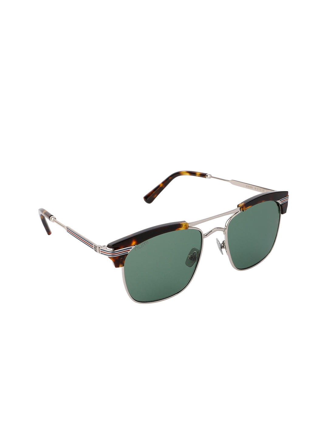 

NUMI Unisex Green & Brown Full Rim Browline Sunglasses