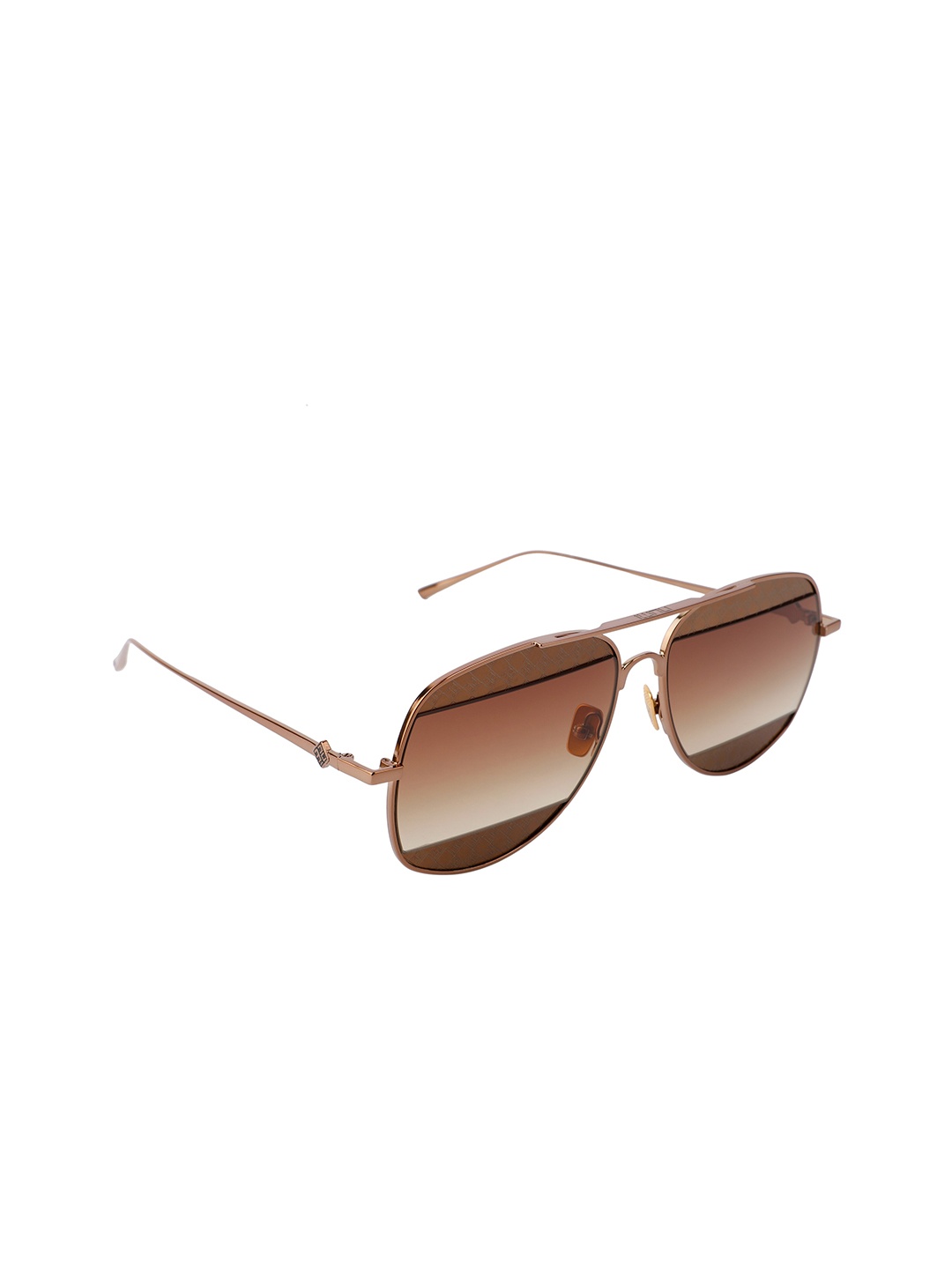 

NUMI Unisex Brown & Gold-Toned Full Rim Aviator Sunglasses BLINGO