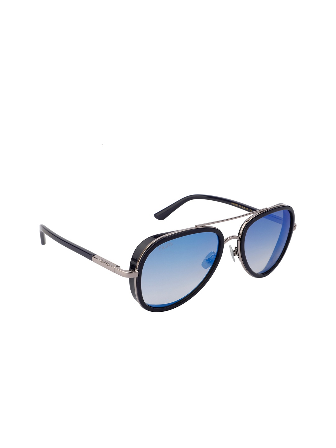 

NUMI Unisex Blue Lens & Black Full Rim Aviator Sunglasses GRANDIOSE