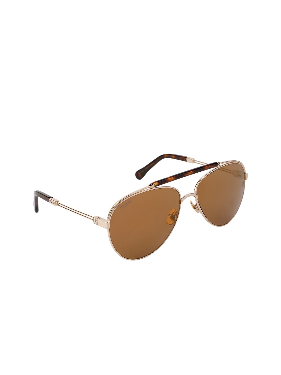 

NUMI Unisex Brown Lens & Gold-Toned Aviator Sunglasses with UV Protected Lens N18136SCL1