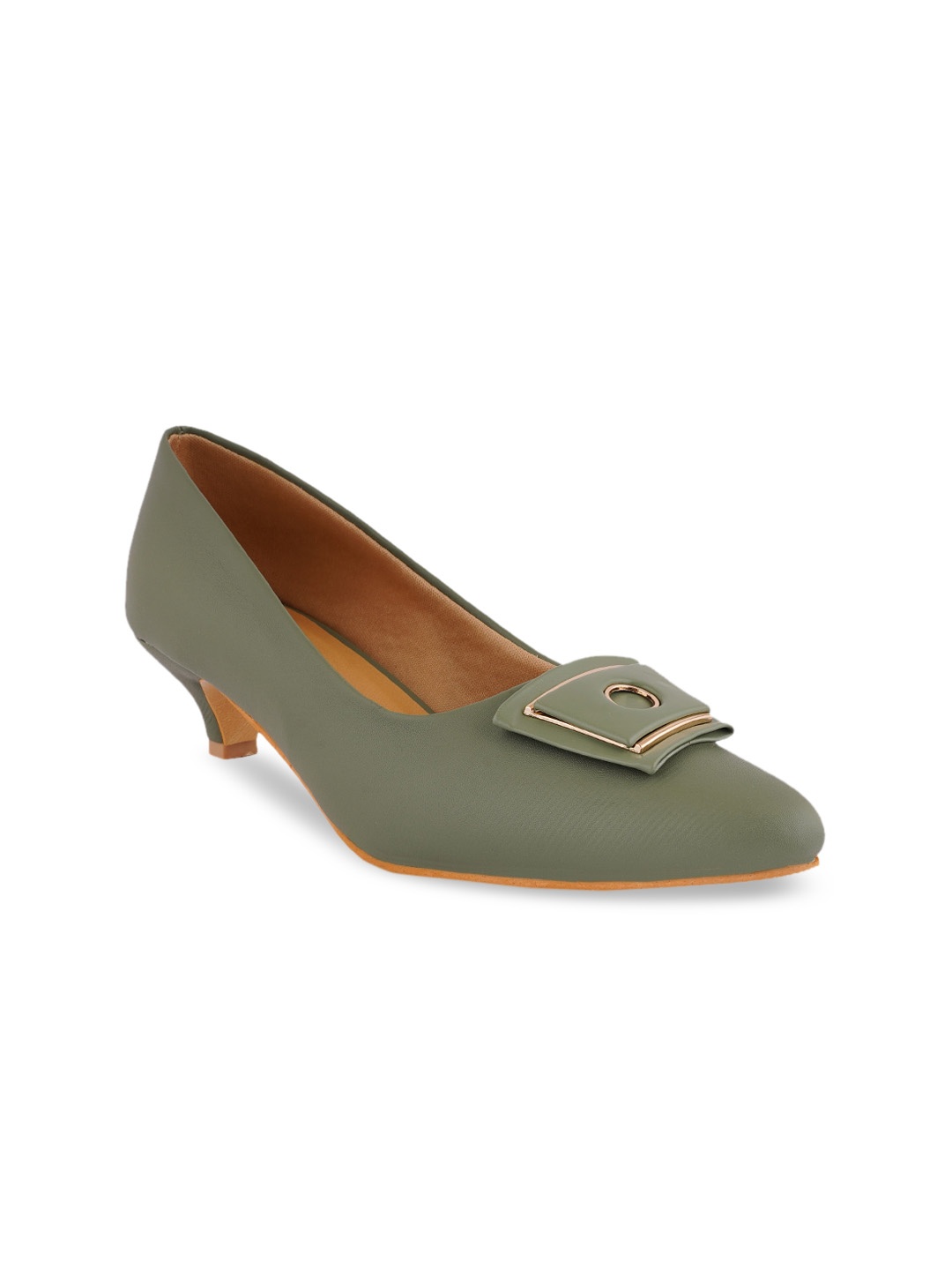 

SCENTRA Green Slim Heeled Pumps
