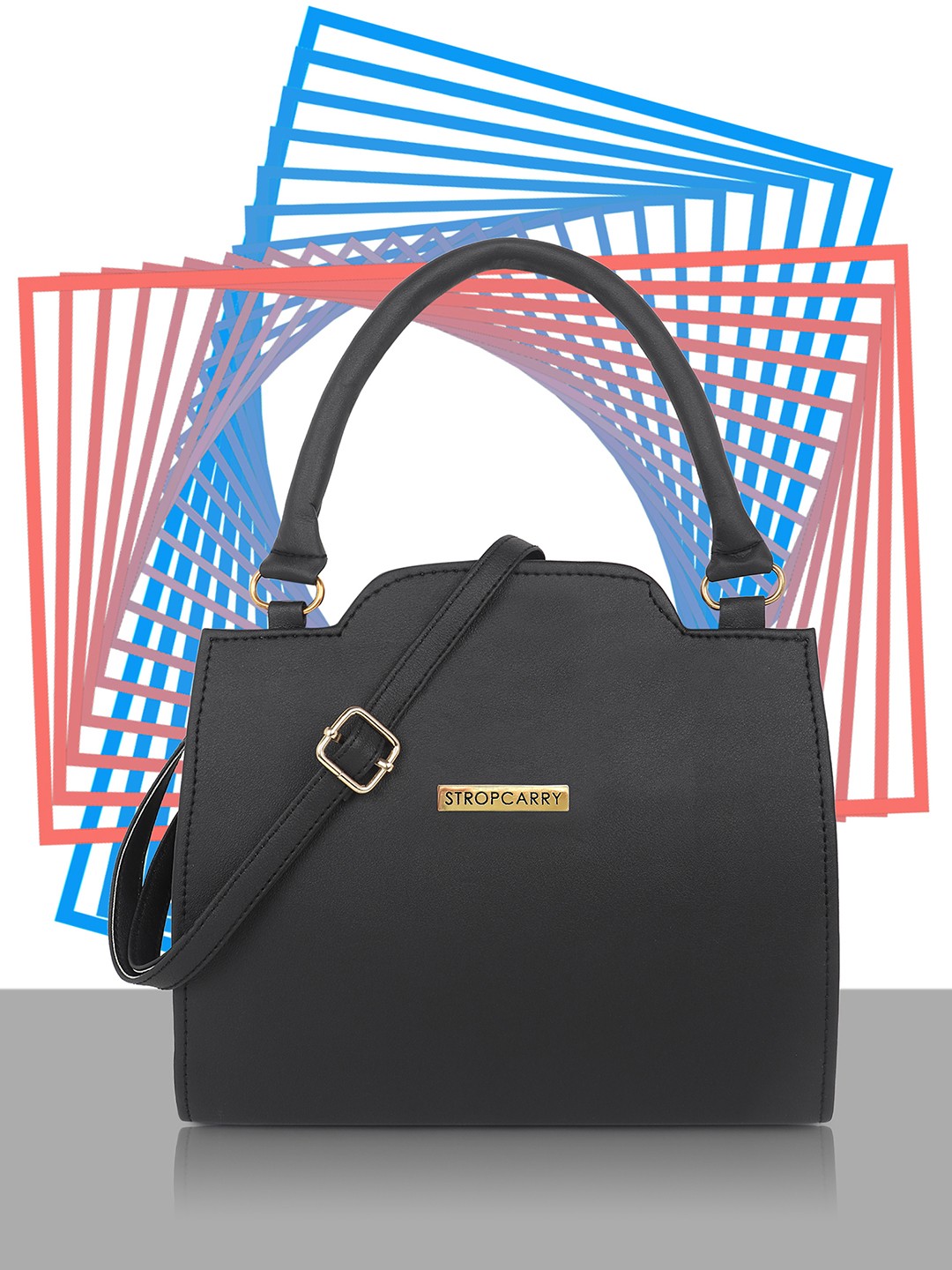 

Stropcarry Women Black Structured Handheld Bag