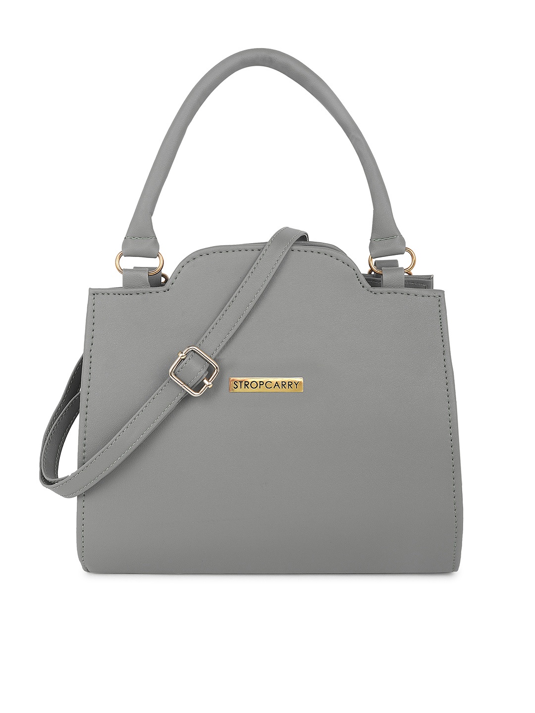 

Stropcarry Women Grey Structured Shoulder Bag With Detachable Sling Strap