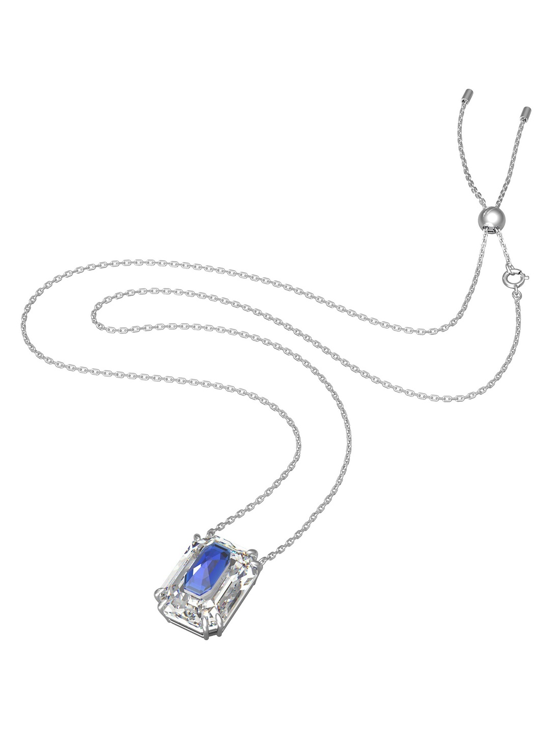 

SWAROVSKI Blue Rhodium Plated Octagon Cut Crystal Chroma Pendant Chain