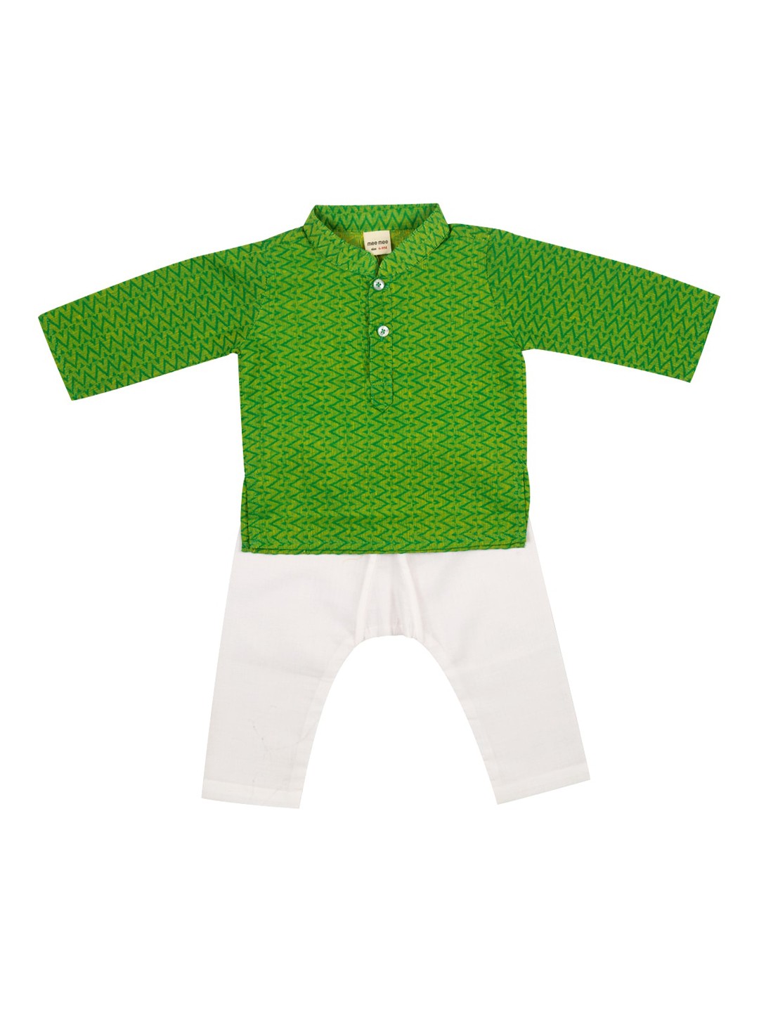 

MeeMee Boys Green Printed Pure Cotton Kurta with Pyjamas