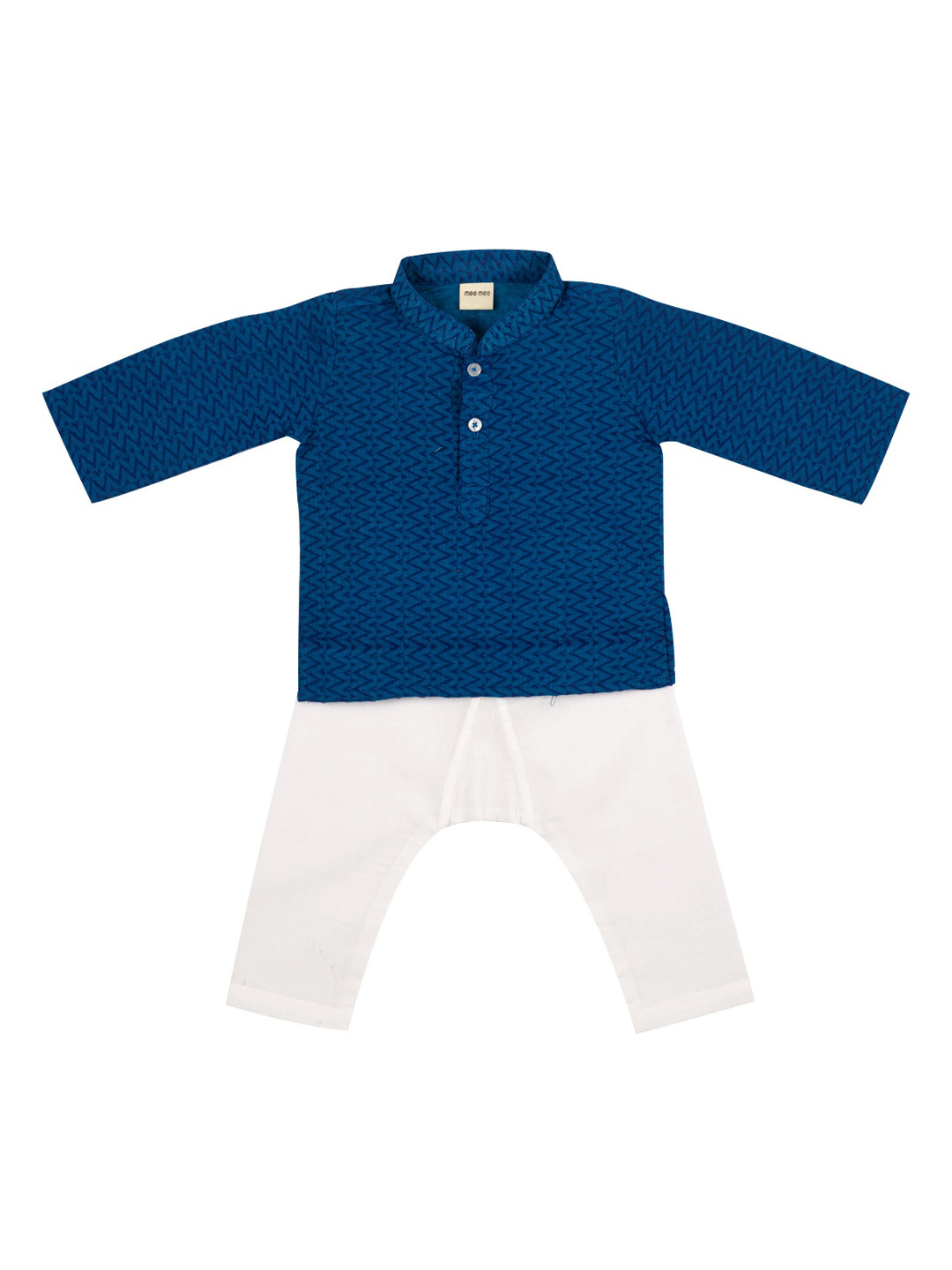 

MeeMee Boys Blue & White Pure Cotton Kurta with Pyjamas