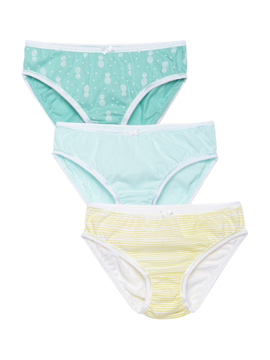 

Charm n Cherish Girls Pack Of 3 Printed Pure Cotton Basic Briefs, Yellow