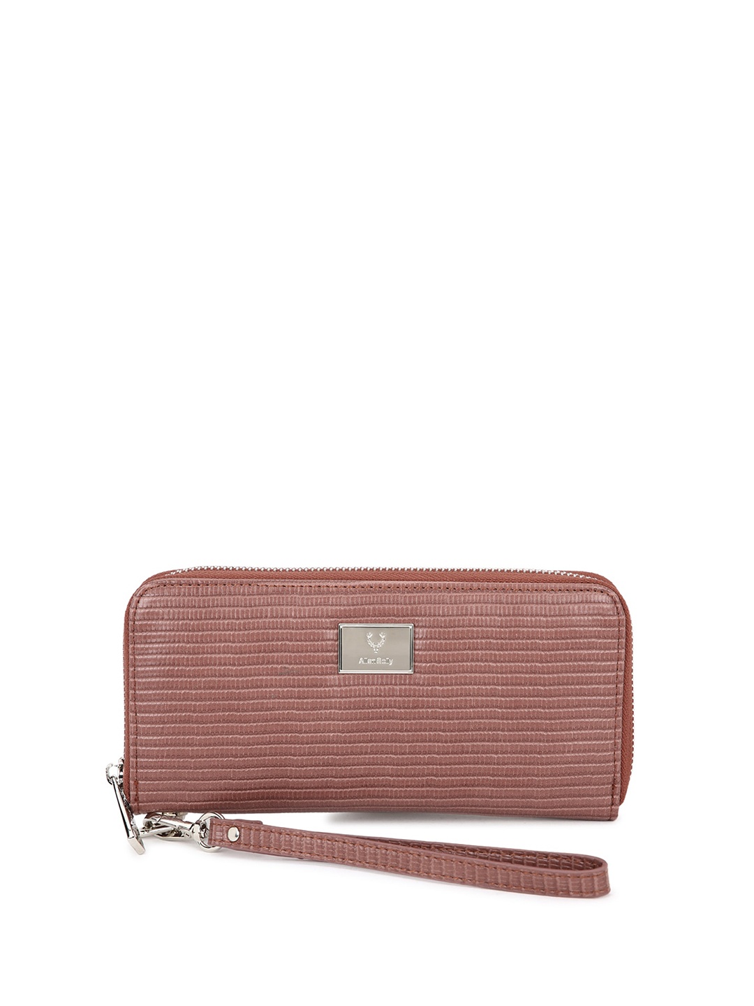 

Allen Solly Women Brown Striped Zip Around Wallet with Wrist Loop