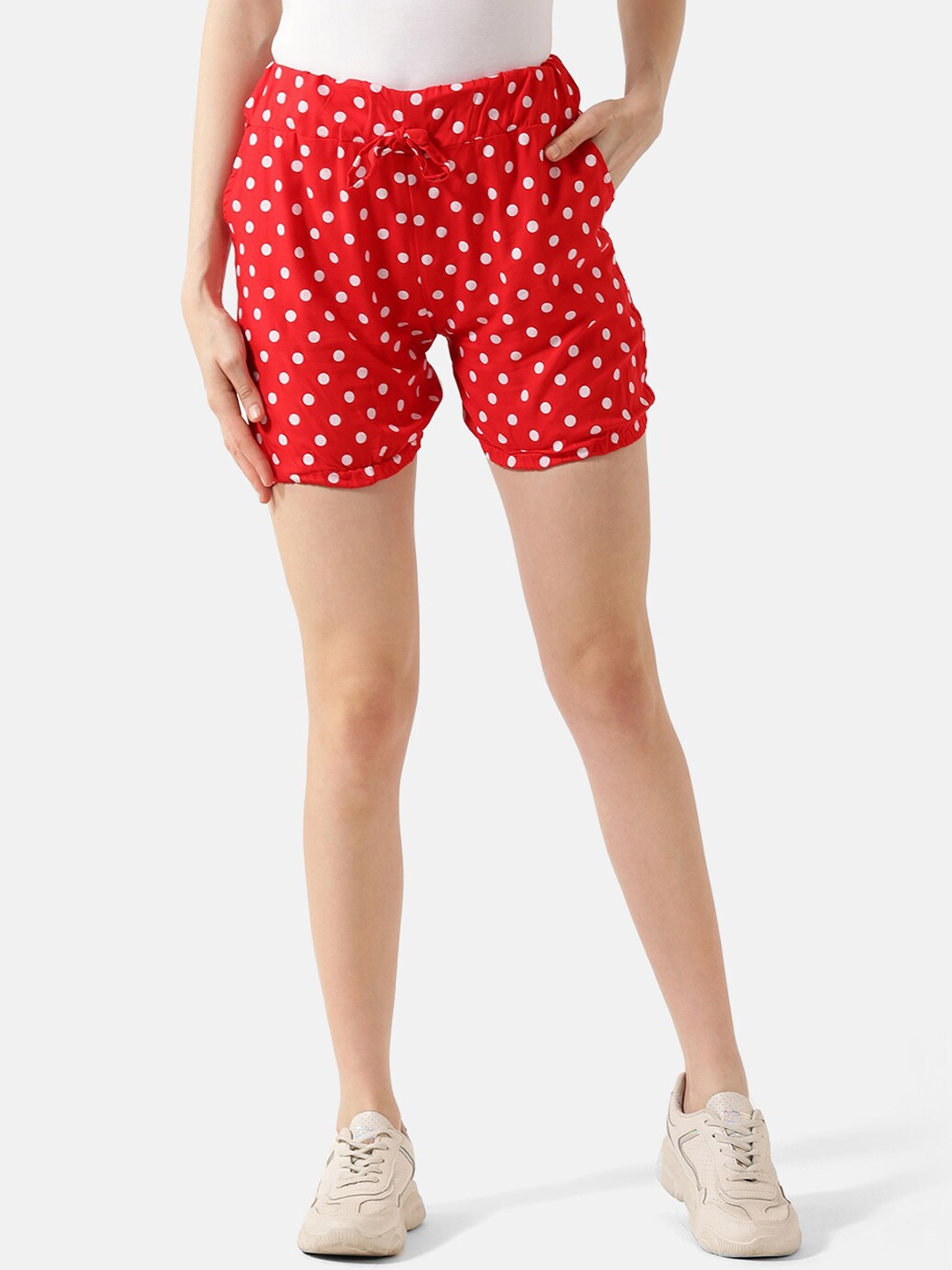 

V2 Value & Variety Women Red Printed High-Rise Regular Shorts