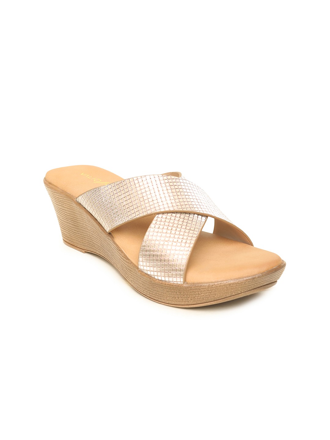 

VALIOSAA Gold-Toned Wedge Sandals