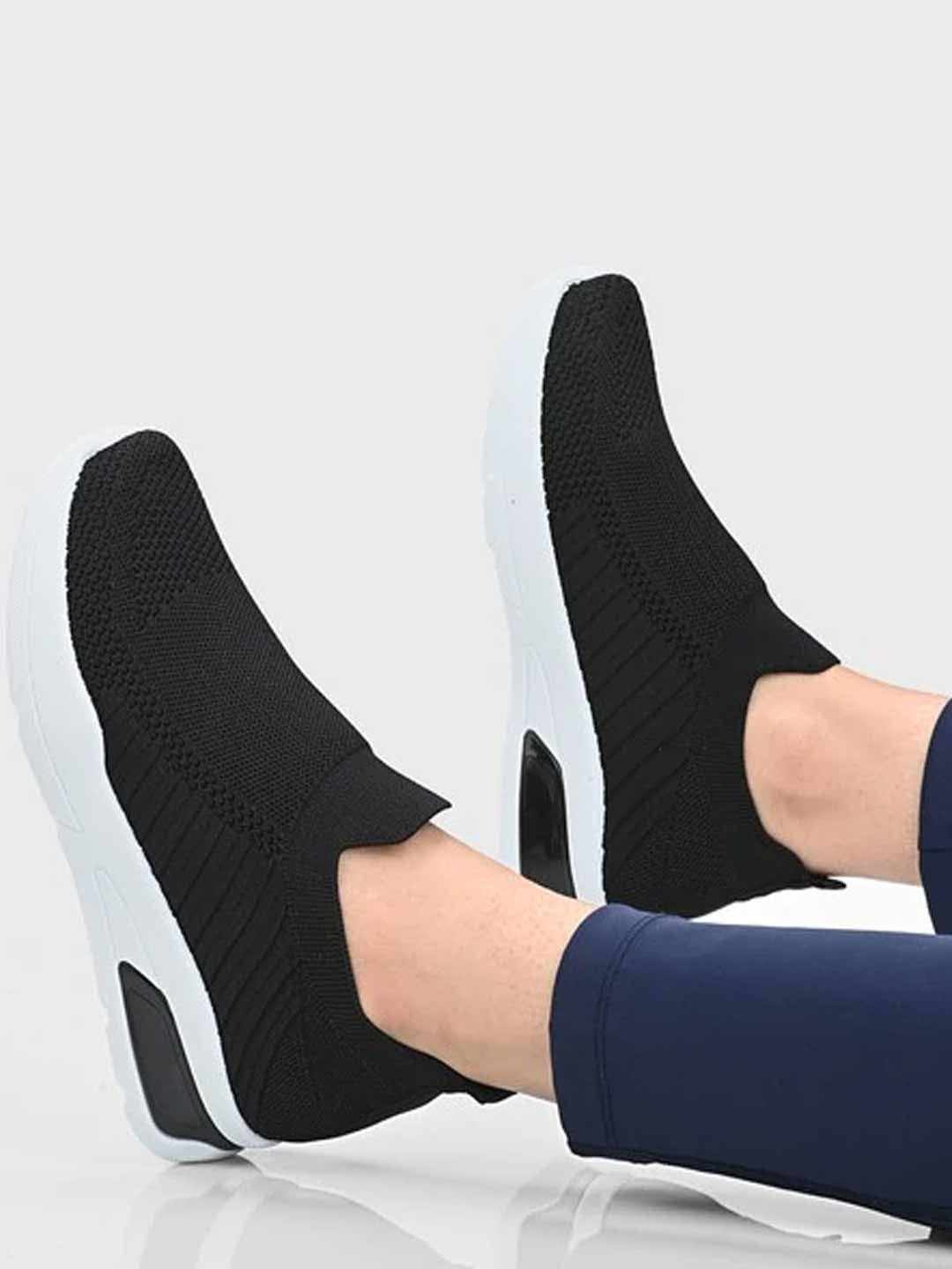 

Shoetopia Women Black Textile Walking Non-Marking Shoes