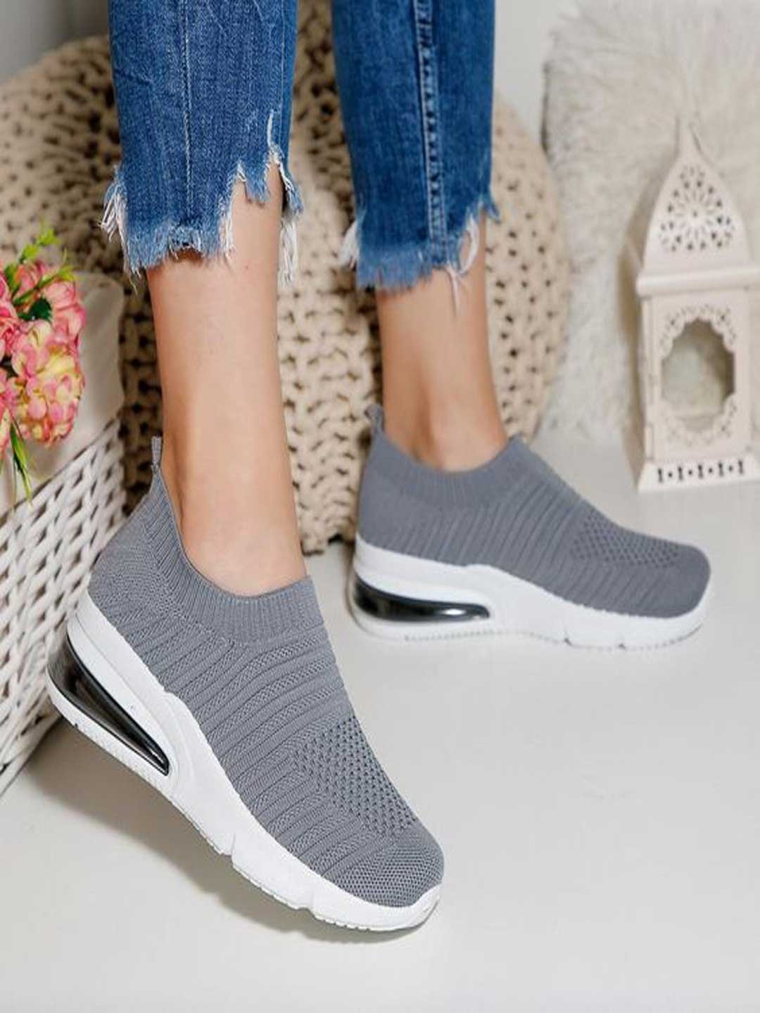 

Shoetopia Women Grey Textile Walking Non-Marking Shoes