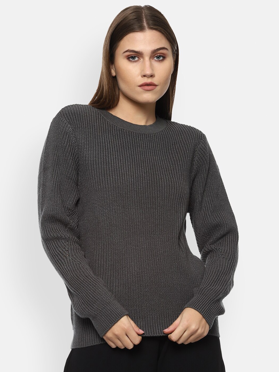 

Van Heusen Woman Grey Ribbed Pullover