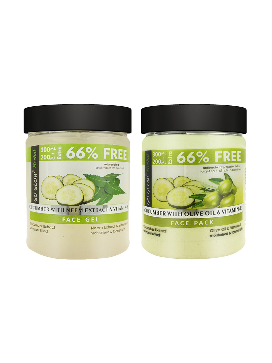 

Berina Pack of 2 Cucumber Face Pack & Gel, 500ml Each, Transparent