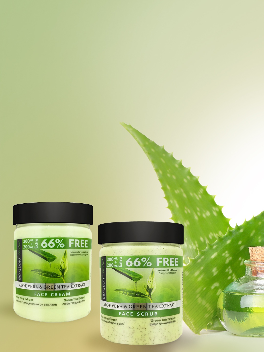 

Berina Go Glow Aloevera Face Cream & Scrub - 500 ml Each Pack Of 2, Transparent