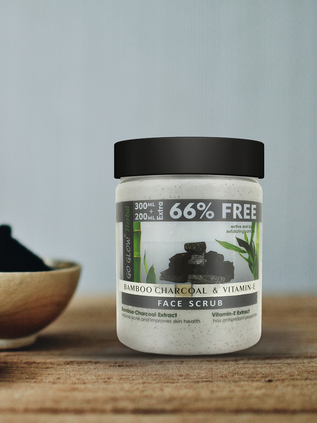 

Berina Go Glow Bamboo Charcoal & Vitamin E Face Scrub - 500 ml, Transparent