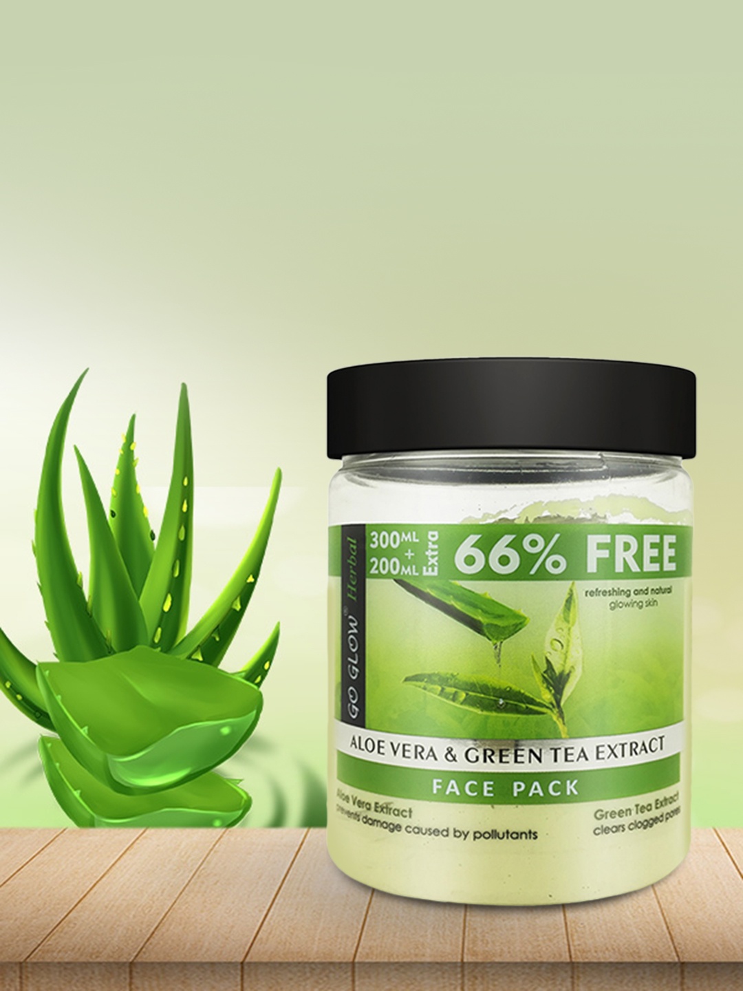 

Go Glow by Berina Aloevera & Tea Tree Extract Face Cream 500ml, Transparent