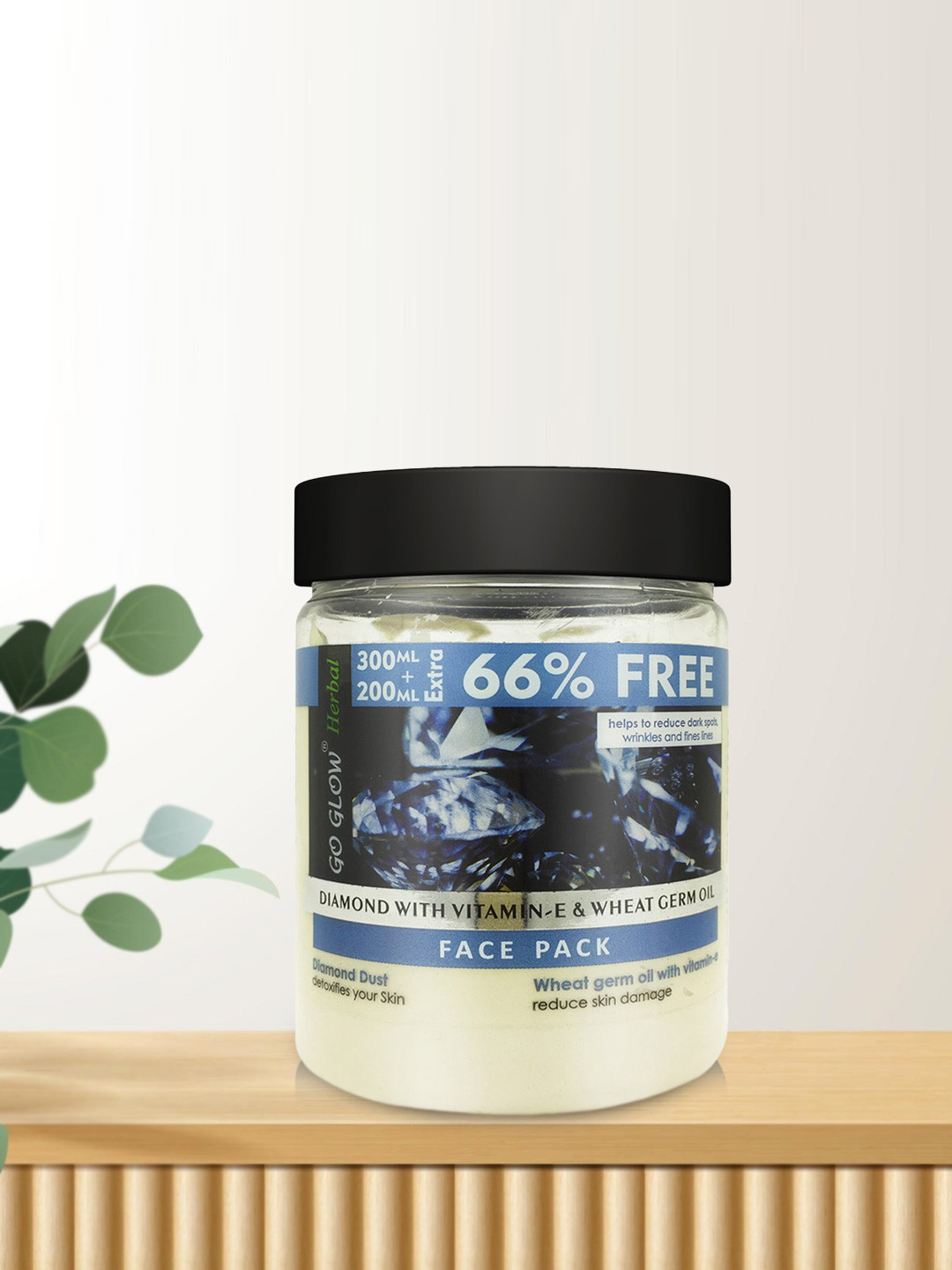 

Go Glow by Berina Diamond with Vitamin E & Wheat Germ Oil Face Pack 500ml, Off white