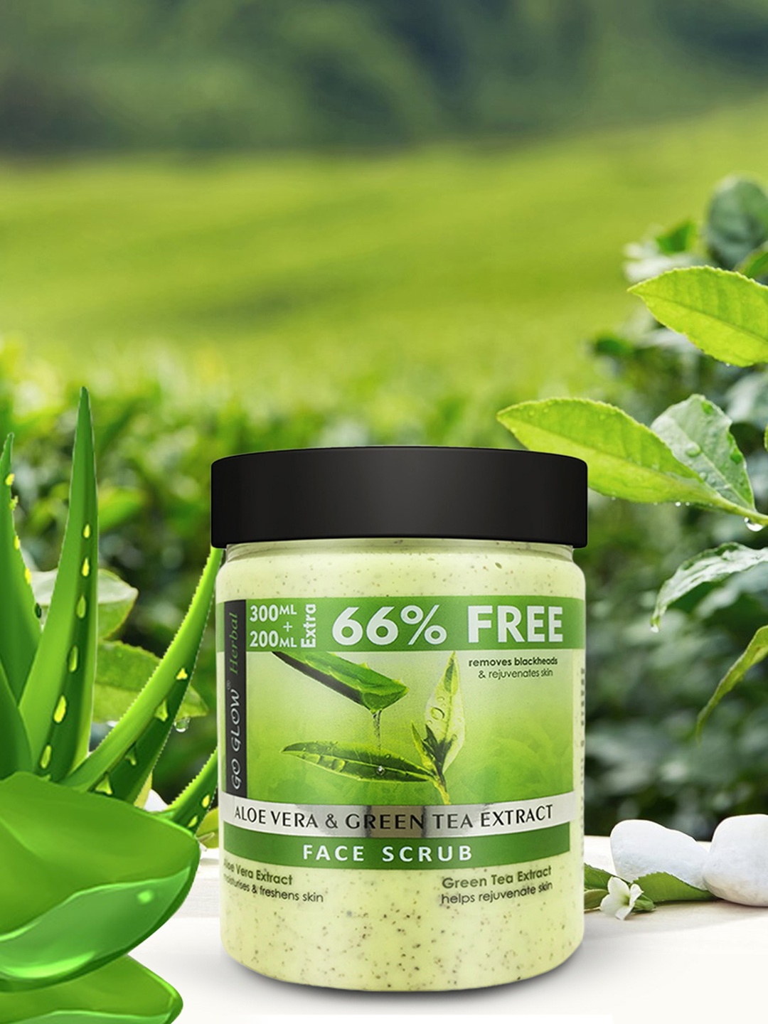 

Go Glow by Berina Aloevera & Tea Tree Extract Face Scrub 500ml, Transparent