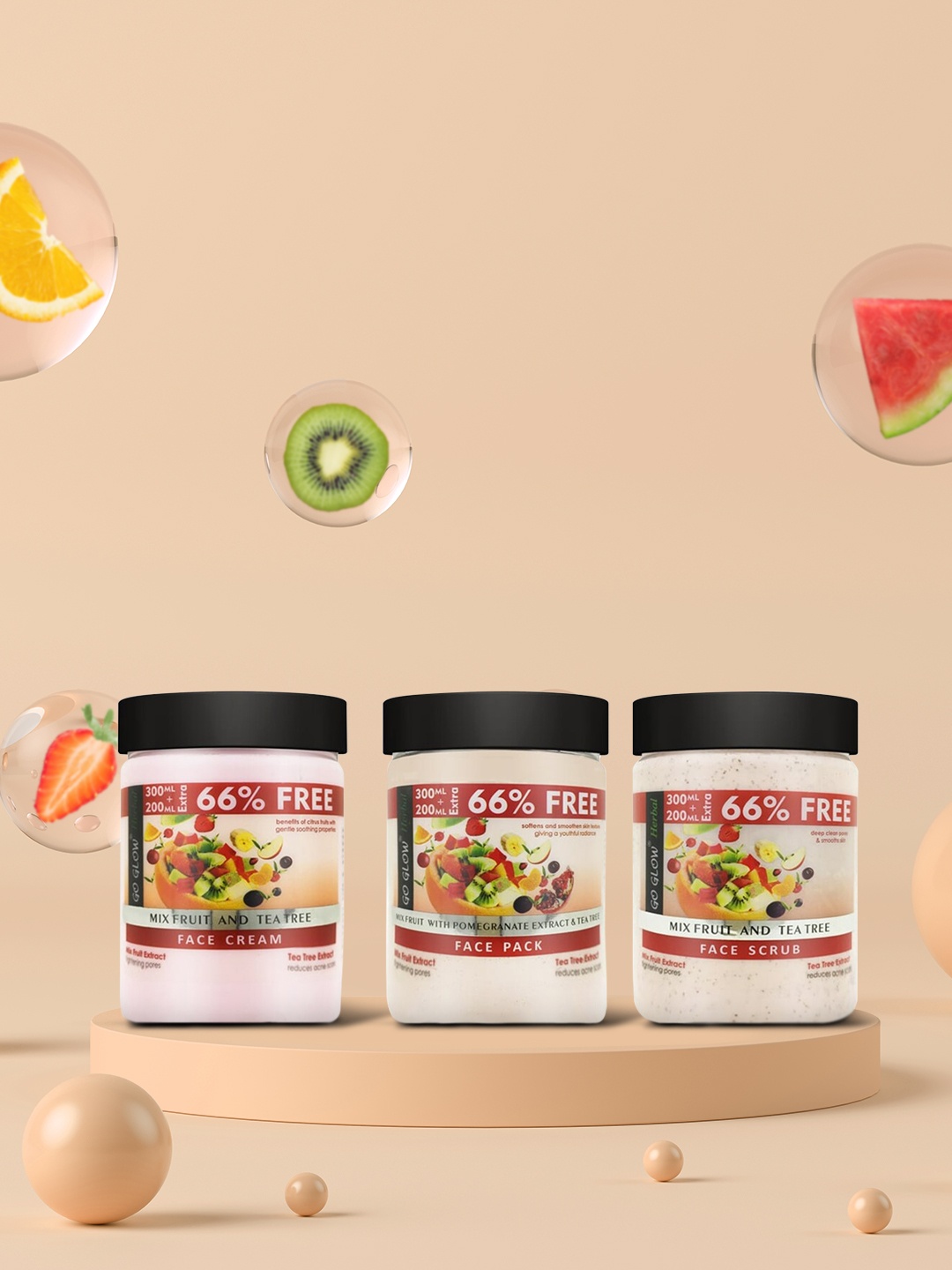 

Berina Go Glow by Berina Mix Fruit Face Pack With Cream & Scrub 1500ml, Transparent