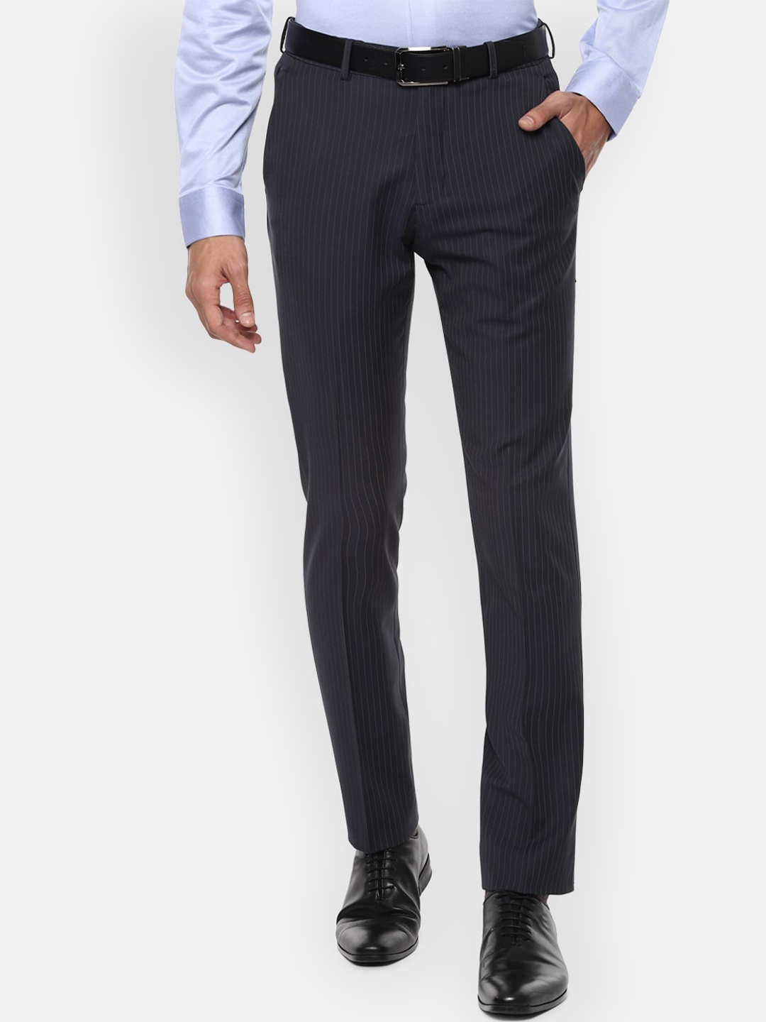 

Louis Philippe Permapress Men Navy Blue Slim Fit Formal Trousers