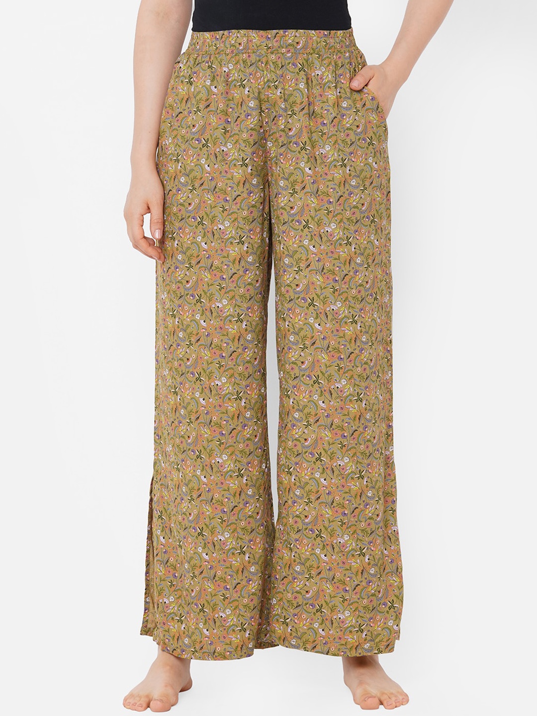 

Mystere Paris Women Olive Green Floral Lounge Pants