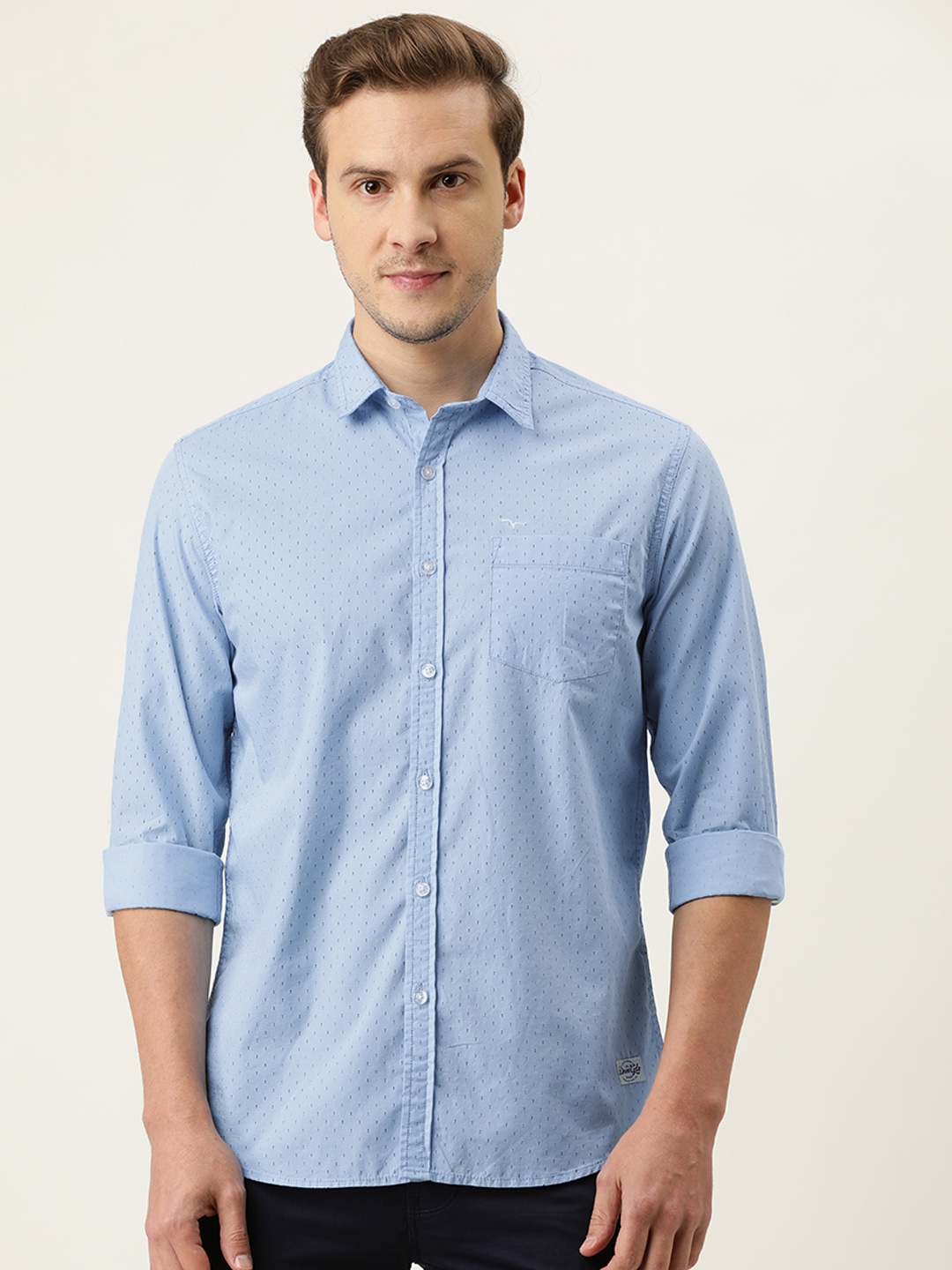 

Flying Machine Men Blue Opaque Printed Casual Shirt