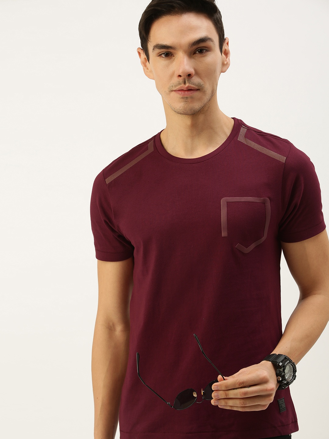 

Flying Machine Men Maroon Round Neck Pure Cotton T-shirt