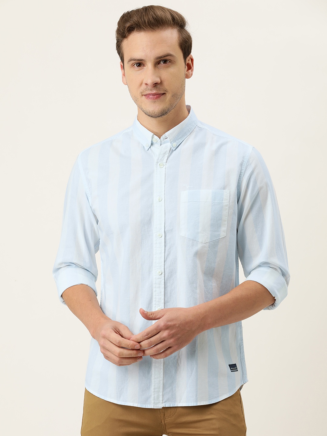 

Flying Machine Men Blue Slim Fit Opaque Casual Shirt