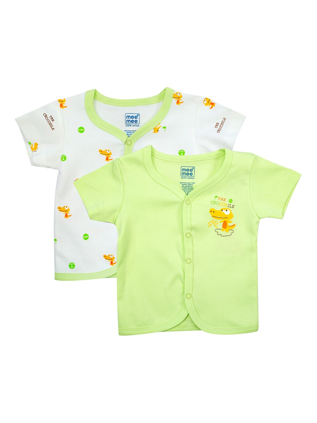 

MeeMee Infant Kids Pack Of 2 Pure Cotton Printed Jhablas, White