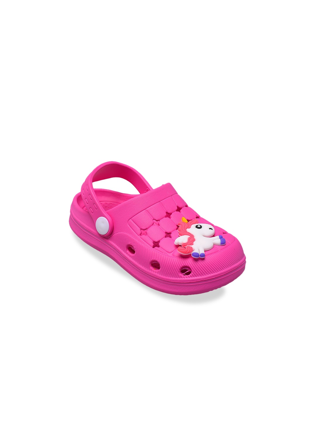 

Yellow Bee Girls Pink & White Printed Rubber Clogs