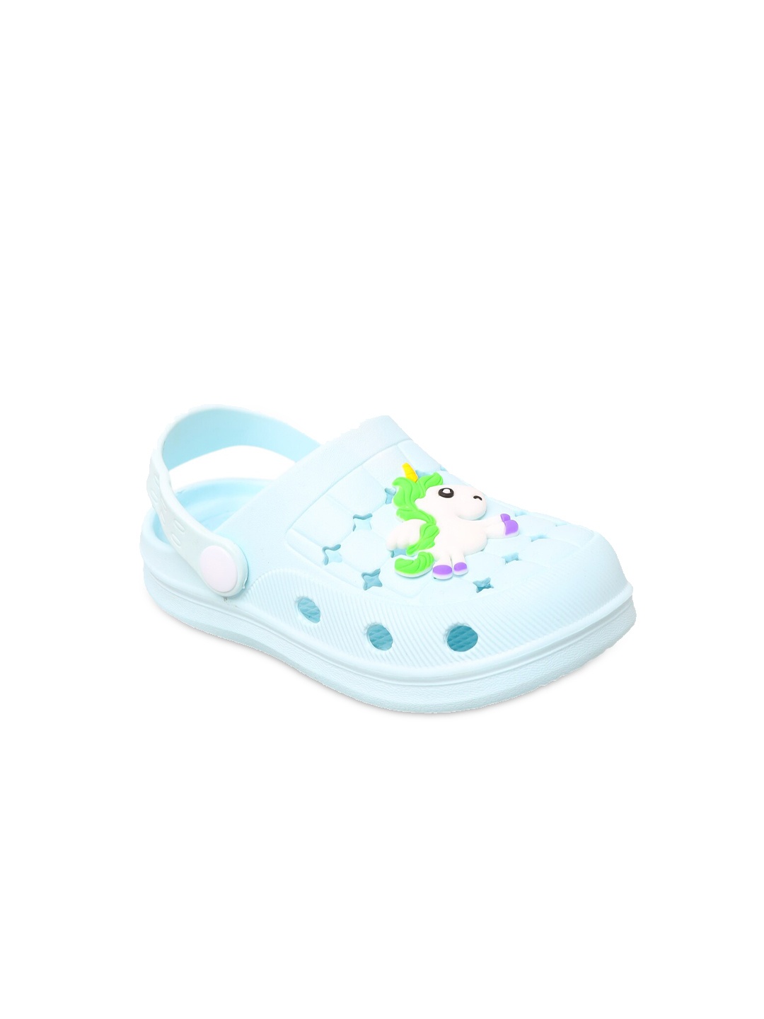

Yellow Bee Girls Blue Unicorn & Rainbow Clogs