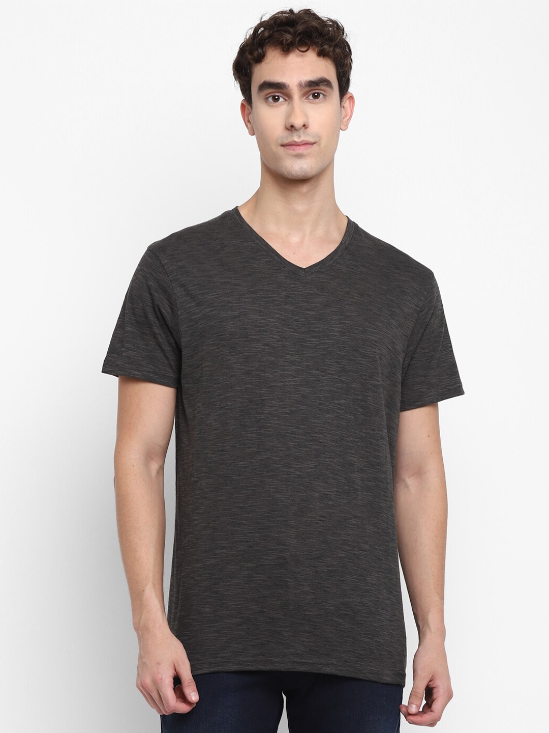 

American Crew Men Black V-Neck T-shirt