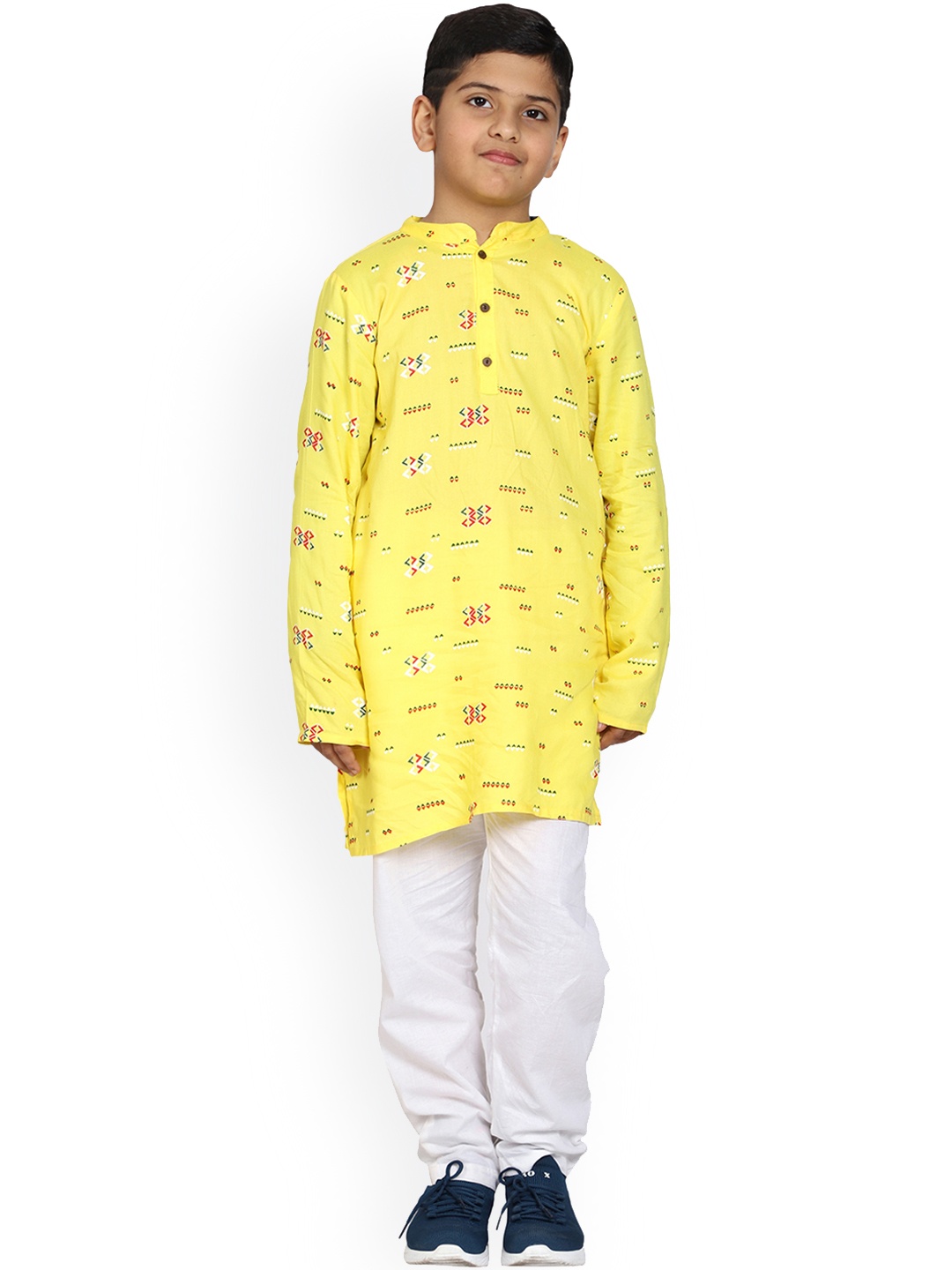 

KiddoPanti Boys Yellow Printed Kurta with Pyjamas