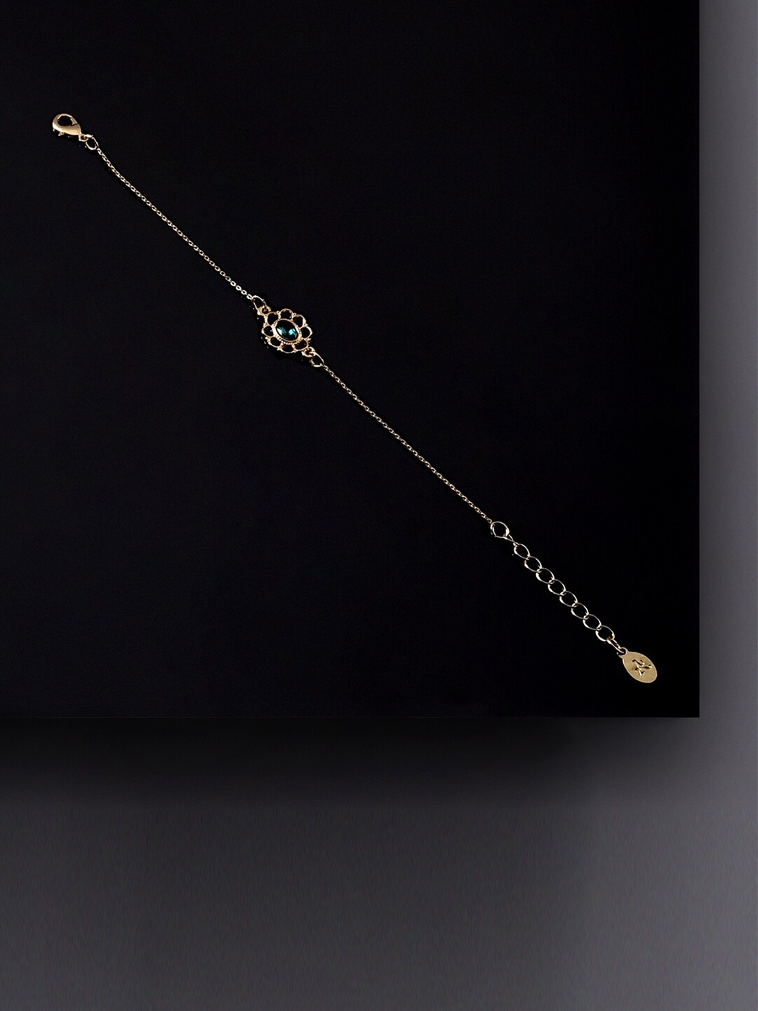 

Accessorize Women Green Emerald Bracelet, Gold