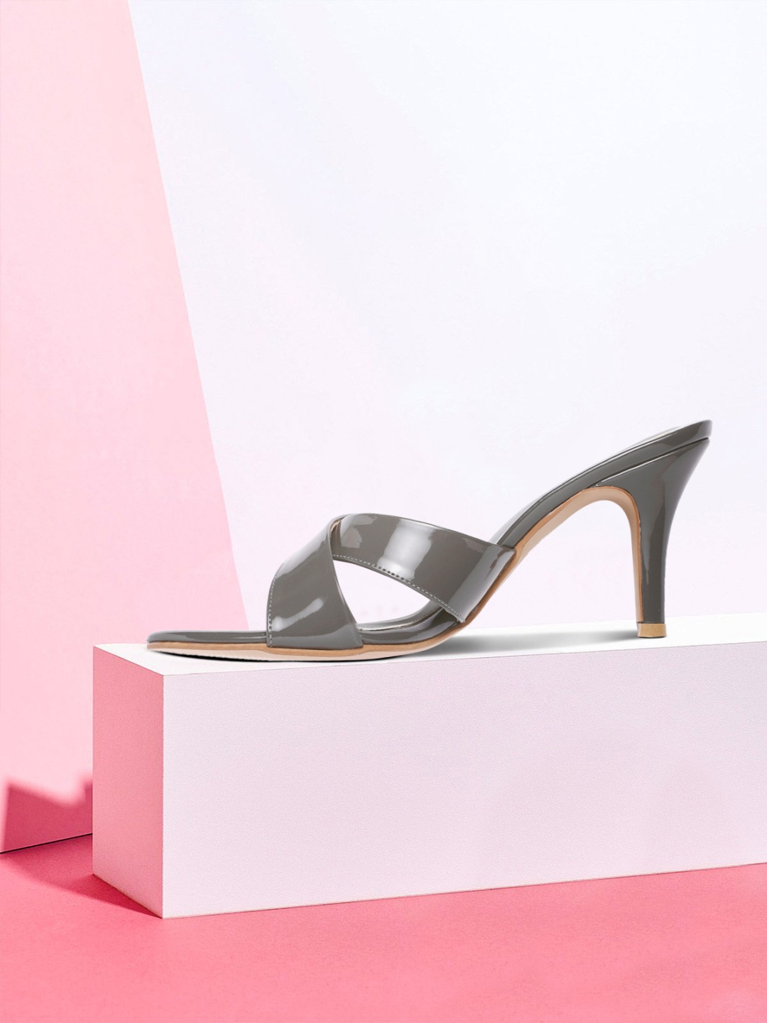 

DressBerry Charcoal Grey Patent Finish Handcrafted Slim Heels
