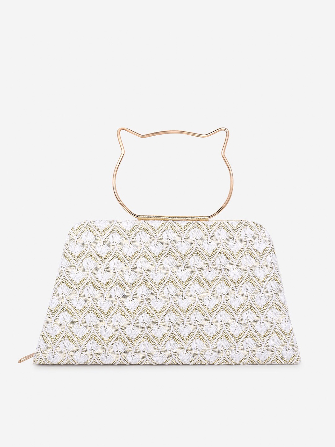 

Stropcarry White & Gold-Toned Embellished Purse Clutch
