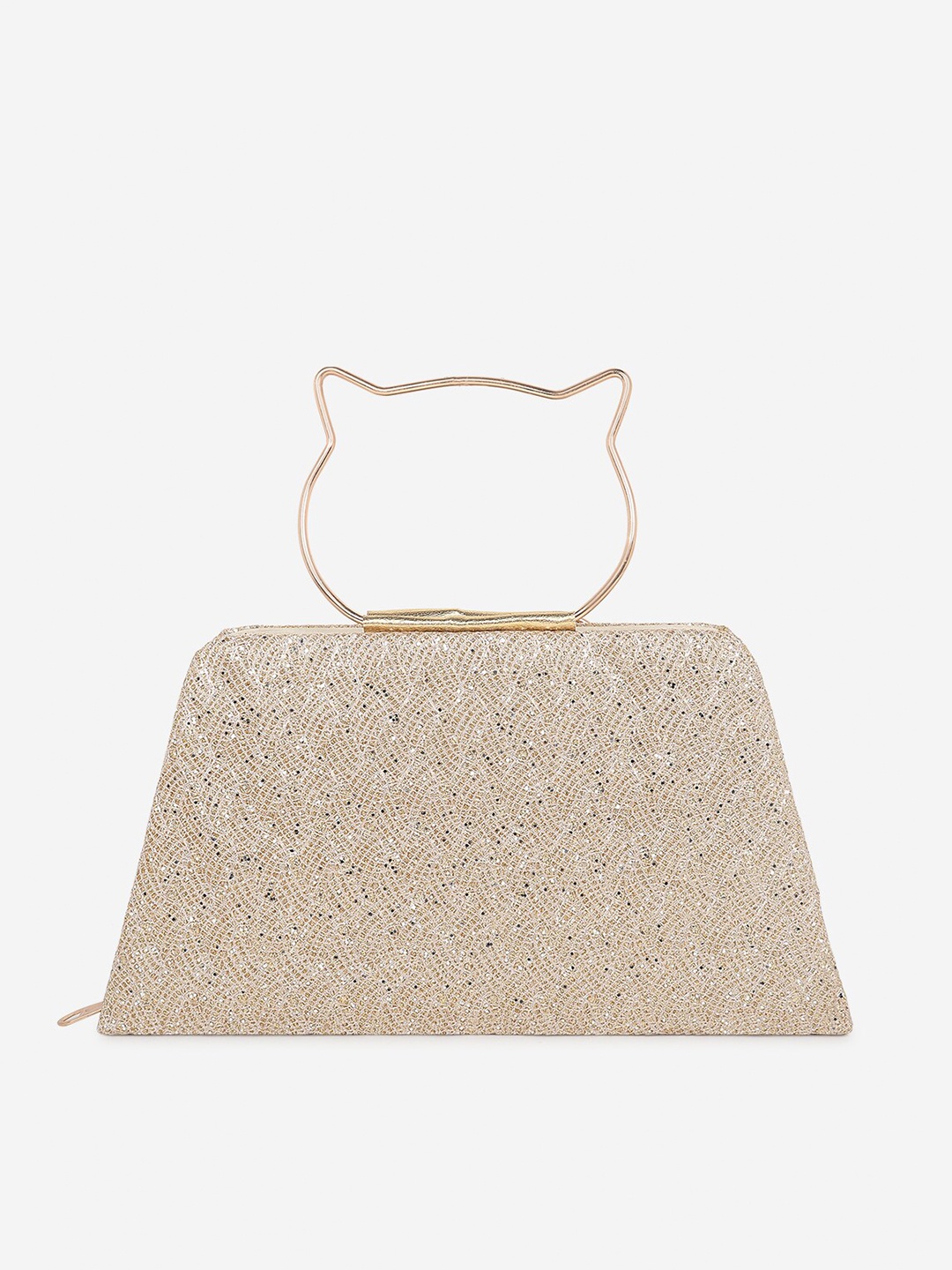 

Stropcarry Gold-Toned & Beige Embroidered Box Clutch