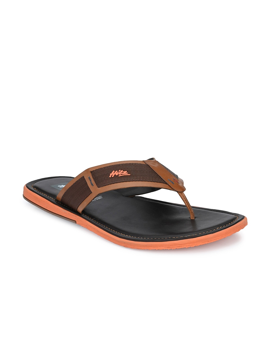 

Hitz Men Tan Brown & Orange Comfort Sandals