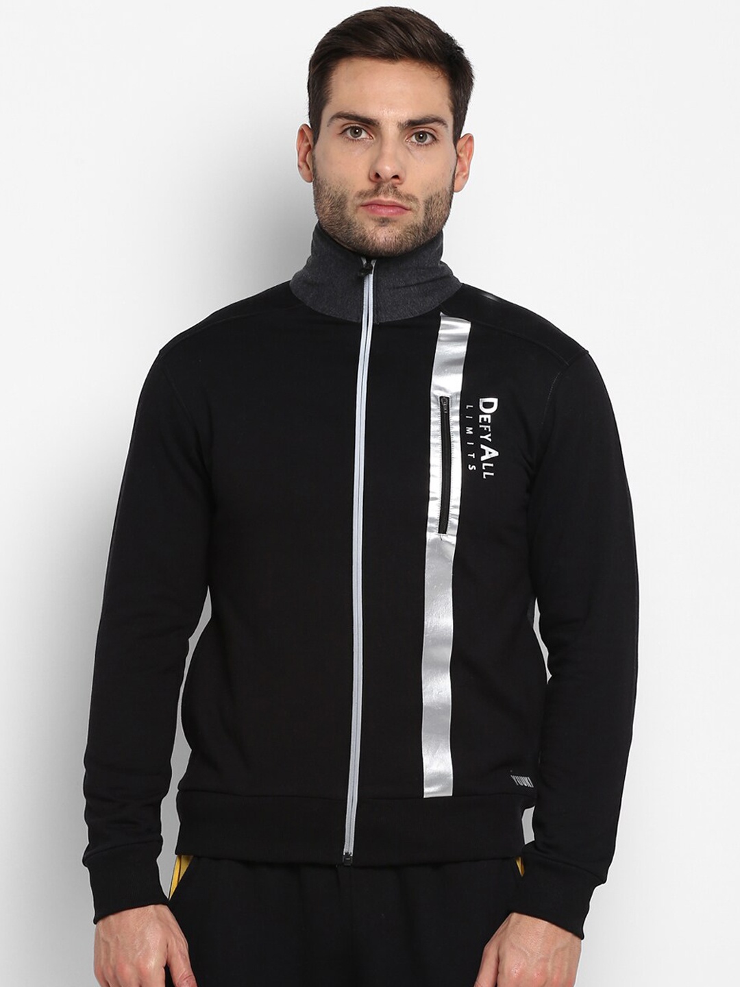 

Yuuki Men Black and Grey Colourblocked Lightweight Sporty Jacket