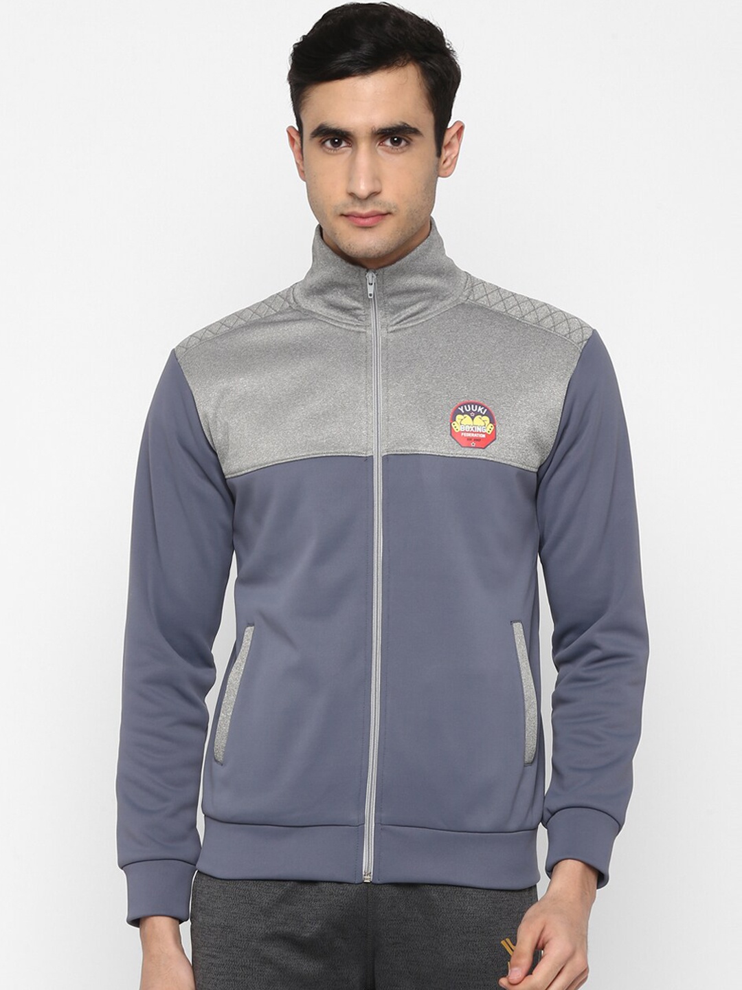 

Yuuki Men Grey Colourblocked Lightweight Sporty Jacket