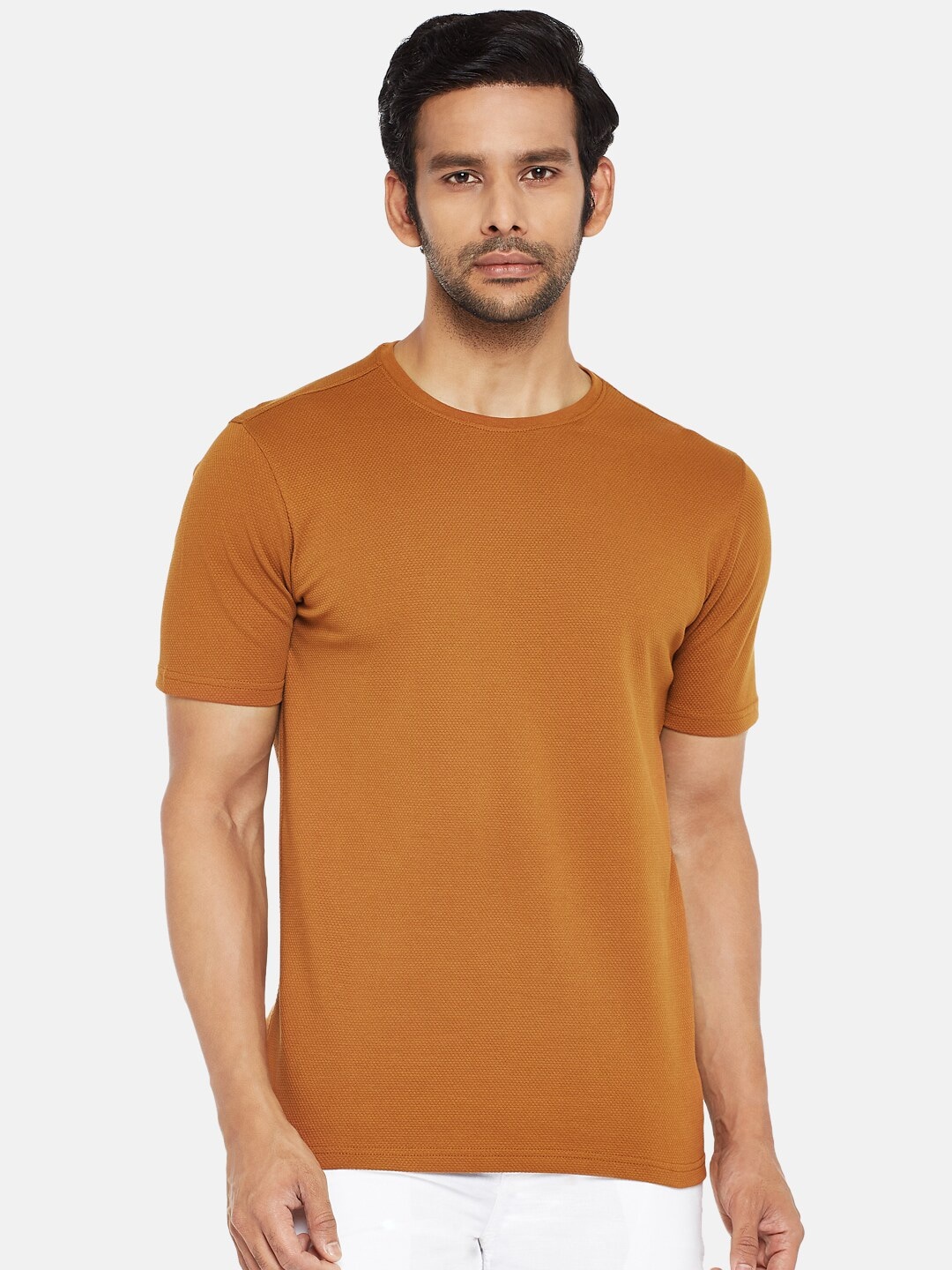 

BYFORD by Pantaloons Men Brown Slim Fit T-shirt