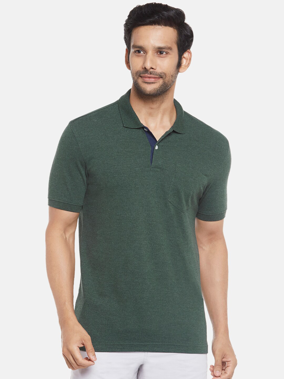 

BYFORD by Pantaloons Men Green Polo Collar Slim Fit T-shirt