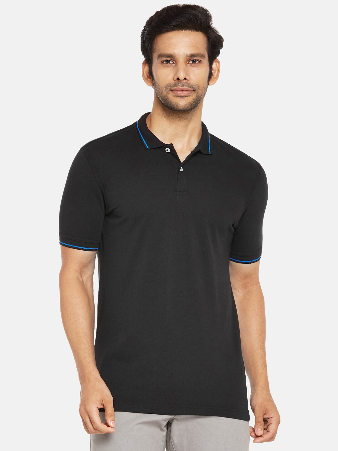 

BYFORD by Pantaloons Men Black Polo Collar T-shirt
