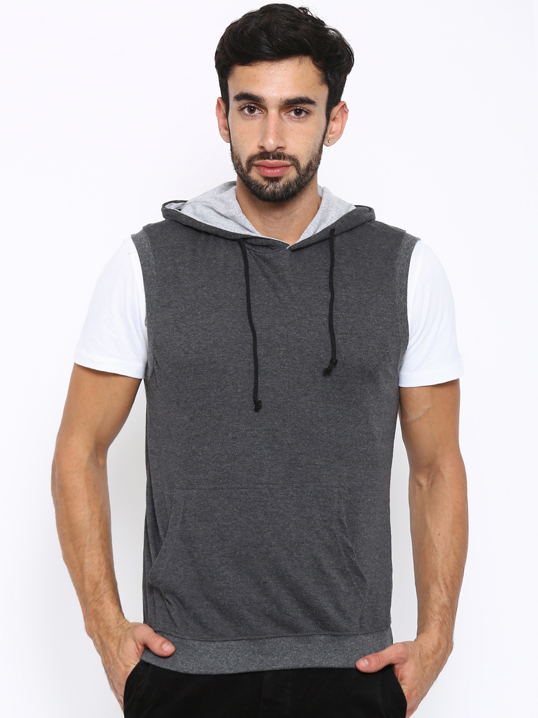 

American Crew Charcoal Grey Sleeveless Hooded Sweatshirt