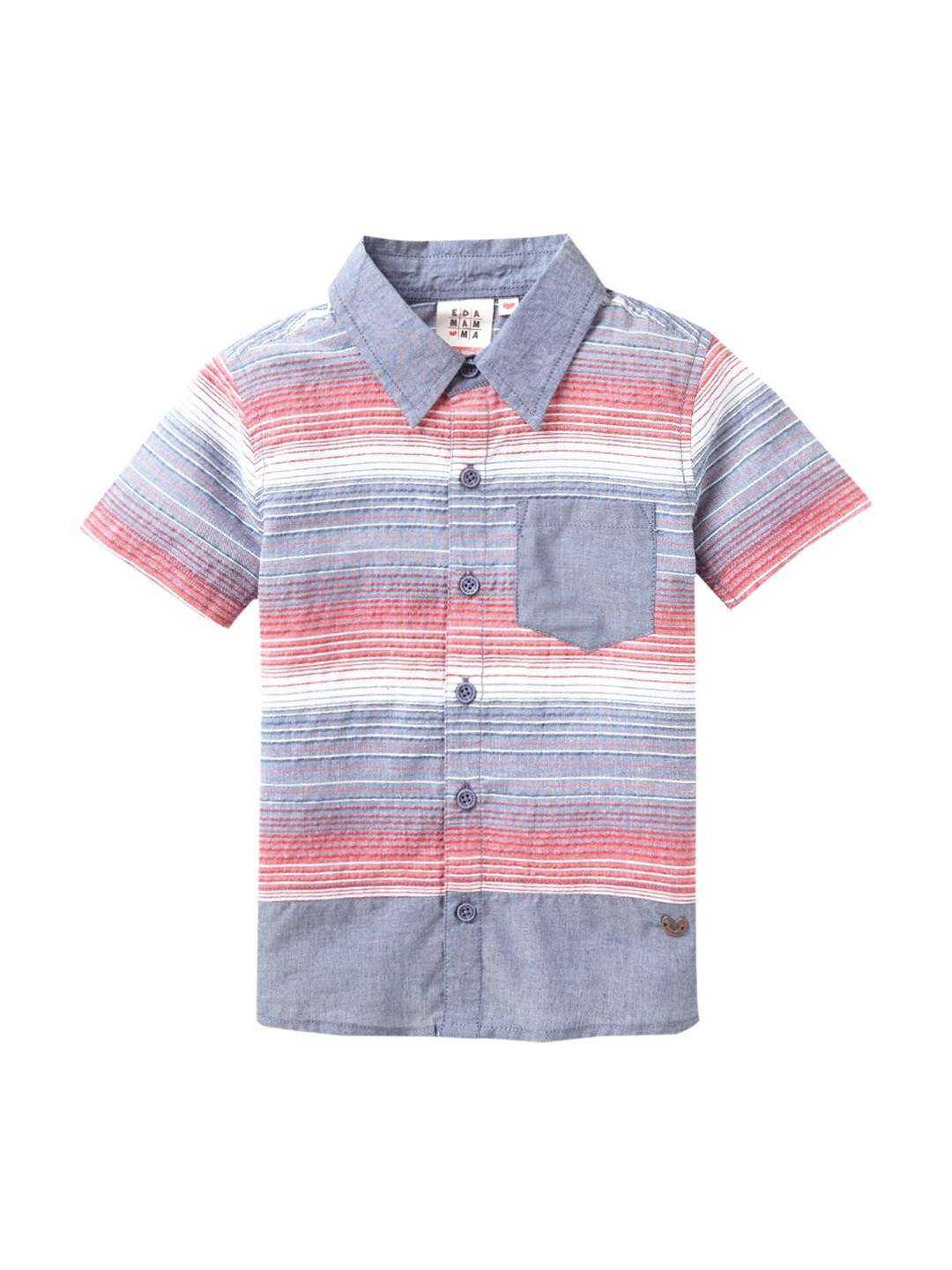 

Ed-a-Mamma Boys Grey Horizontal Striped Self Design Casual Shirt
