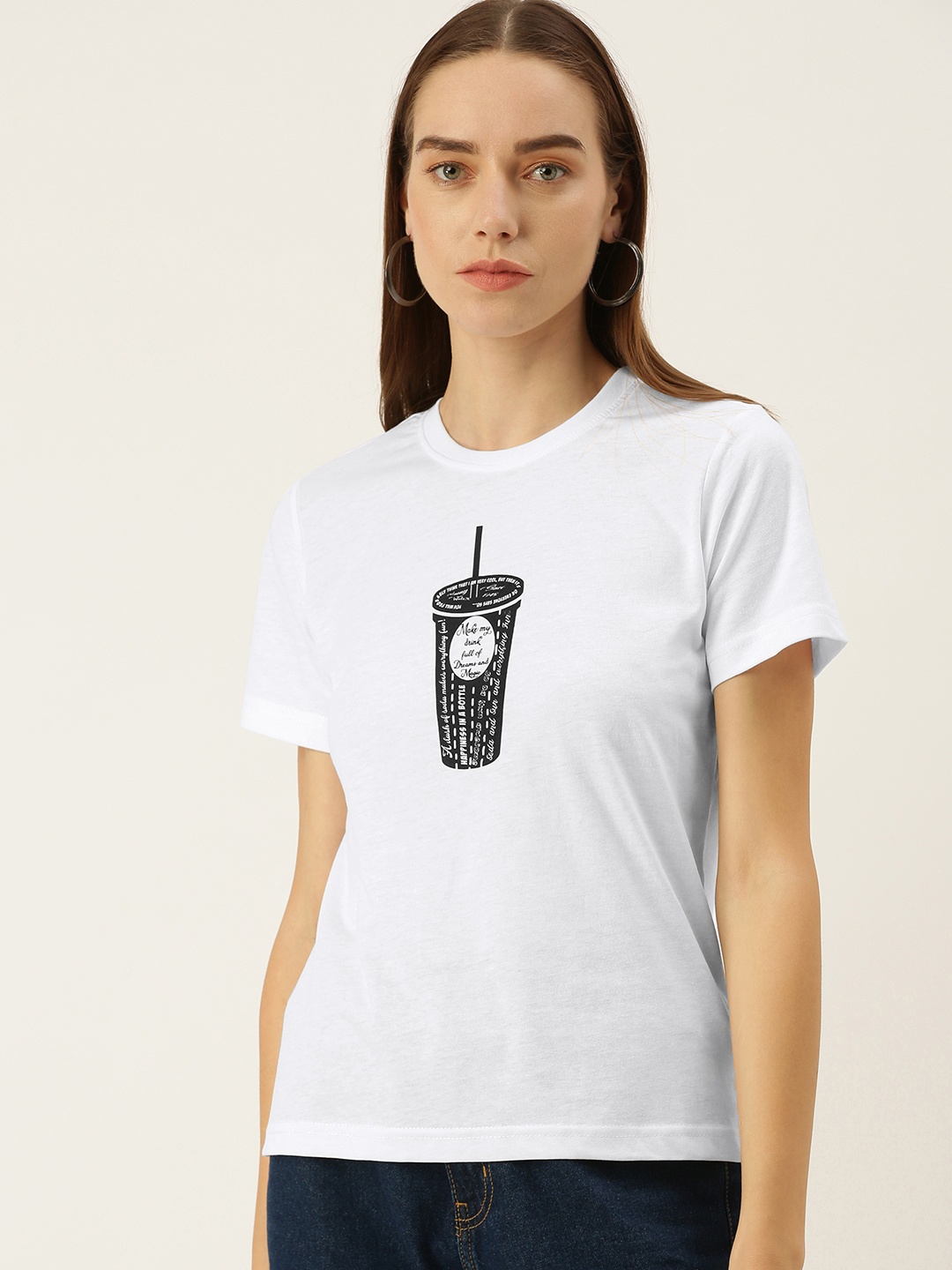 

FOREVER 21 Women White Printed T-shirt